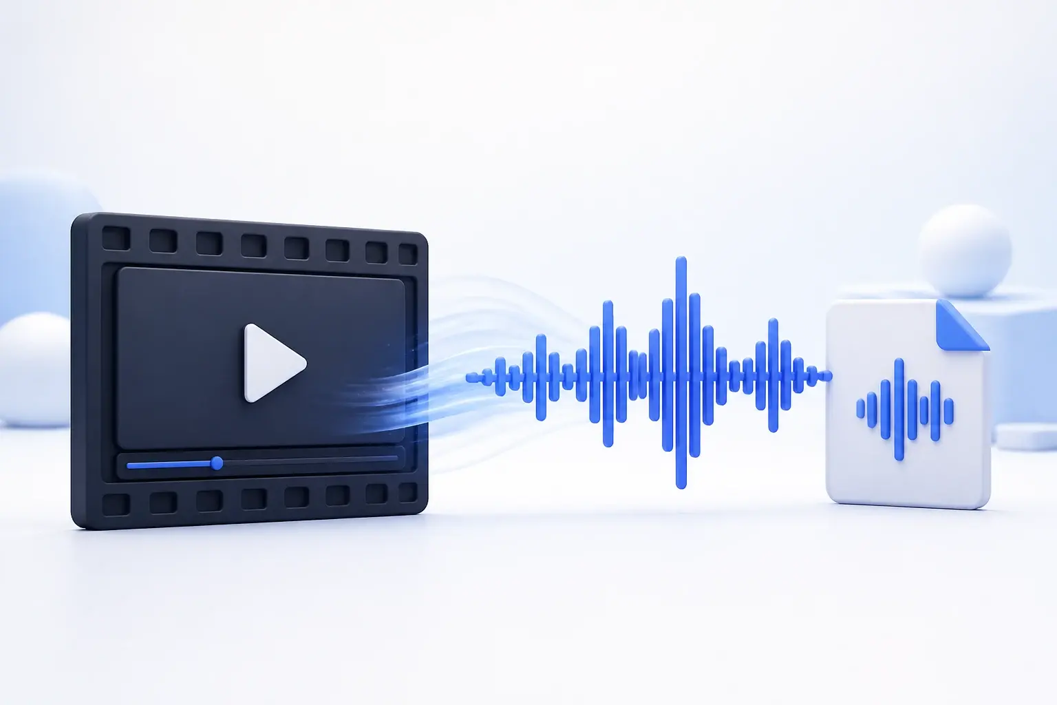 Video frame transforming into a standalone audio waveform and audio file
