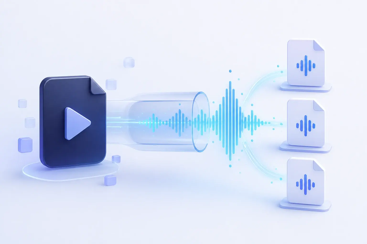 Video file converted into a standalone audio waveform and downloadable audio files